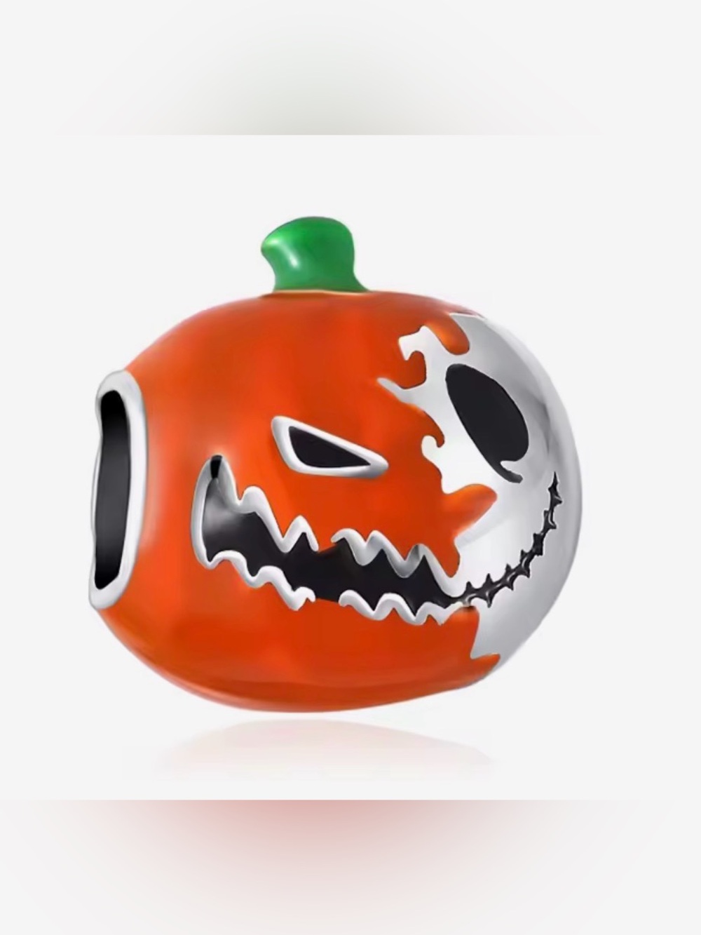Silver, Orange & Green Pumpkin Charm